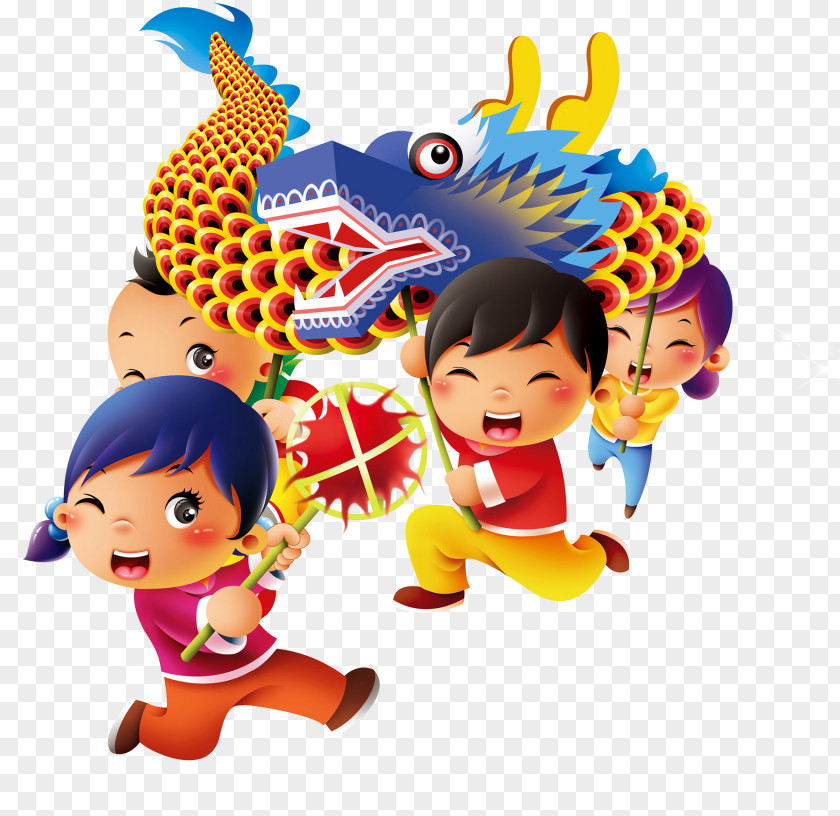 Dragon Boat Race Dance Lion Cartoon Chinese New Year PNG
