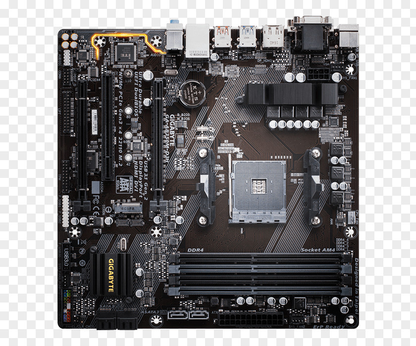 Gigabyte GA-AB350M-HD3 AMD B350 Socket AM4 Motherboard MicroATX CPU PNG