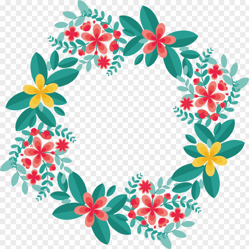 Leaves Splicing Love Ring Flower Garland Wreath Floral Design Circle PNG