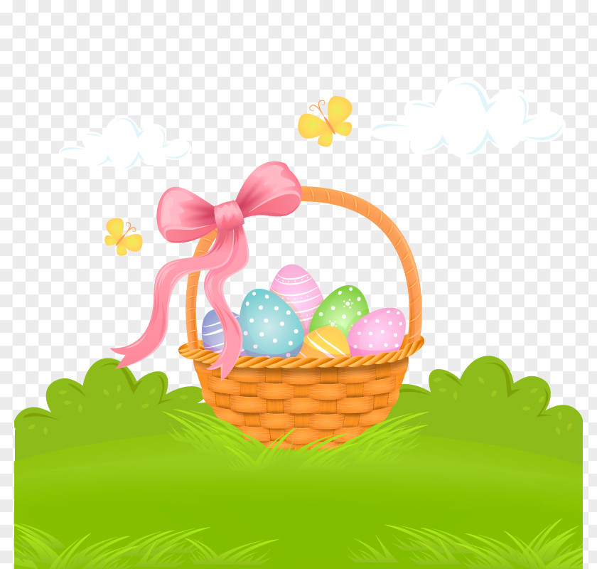 Vector Easter Bunny Wedding Invitation Basket PNG