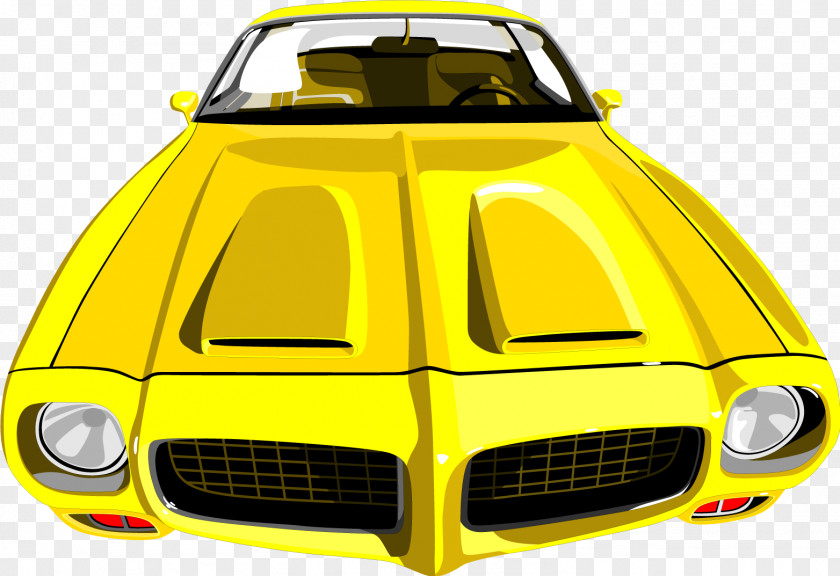 Vector Hand Painted Yellow Sports Car Pontiac Firebird Clip Art PNG