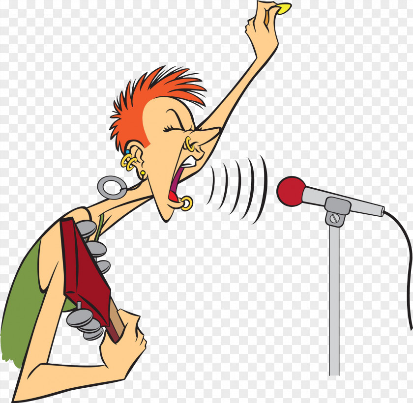 A Man Who Sings Loudly To Microphone Singing Drawing Illustration PNG