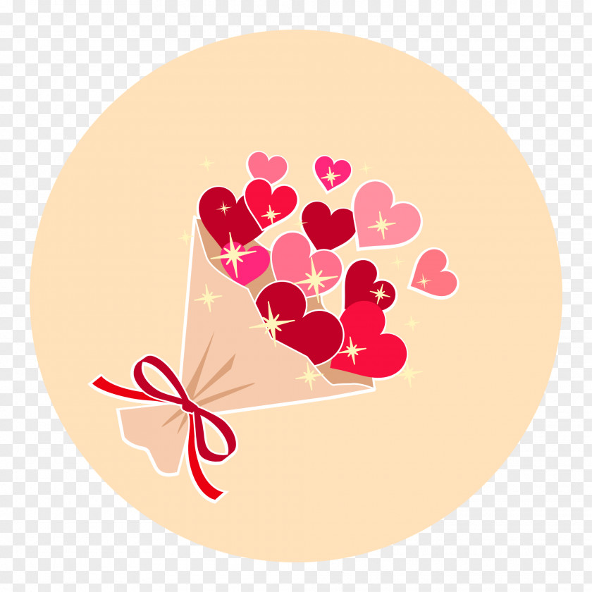 Bouquet Of Heart Red With Round Background Color.p PNG