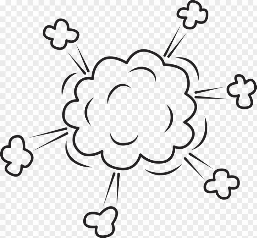 Explosion Sign Black And White Line Art Dialog Box PNG
