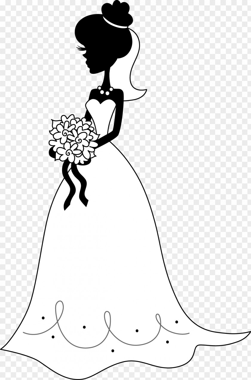 Bride Silhouette Woman Flower Bouquet PNG