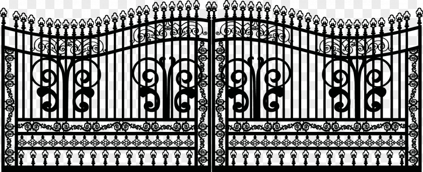 Iron Vector Fence Black PNG