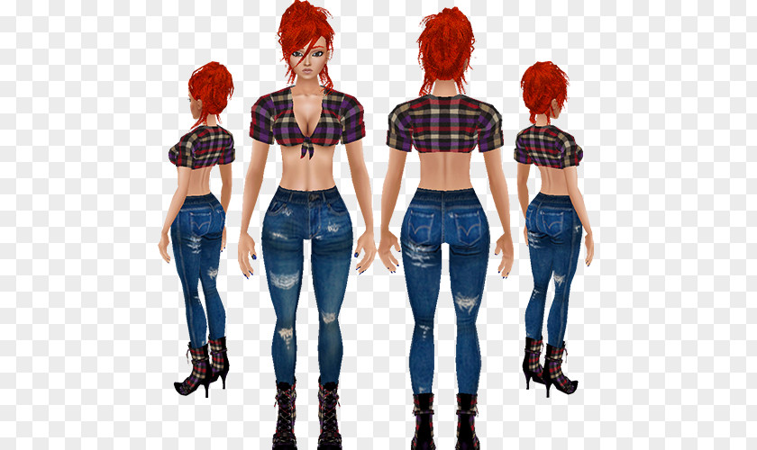 Jeans Tartan Leggings Electric Blue PNG