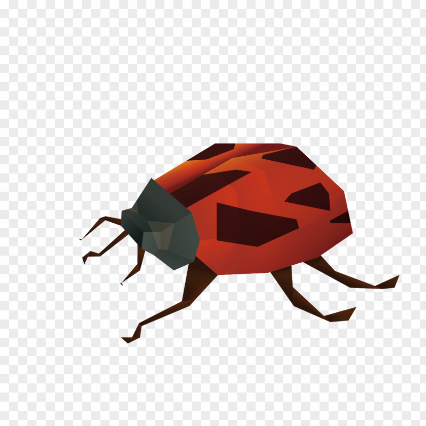Vector Red Three-dimensional Seven-star Ladybug Decoration Insect Ladybird Euclidean PNG