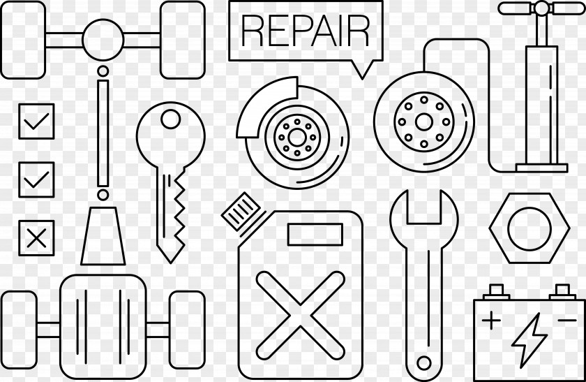 Hand Key Wrench Supplies Set Car Icon PNG