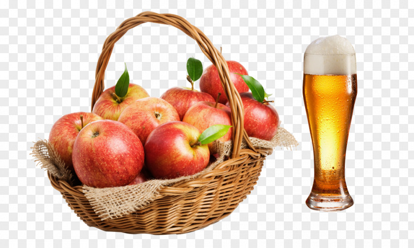 Apples And Beer The Basket Of Stock Photography Gift PNG