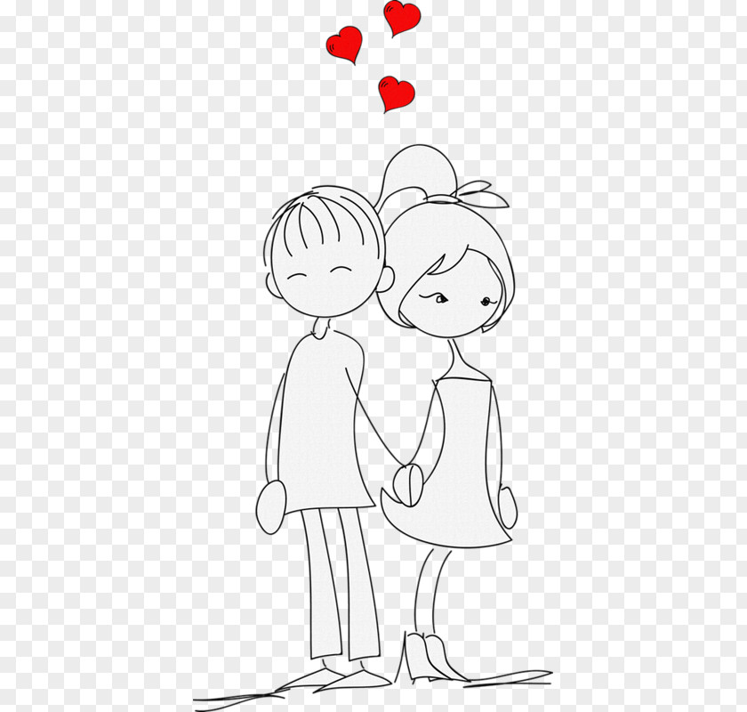 Cartoon Couple Drawing Black And White Love Clip Art PNG