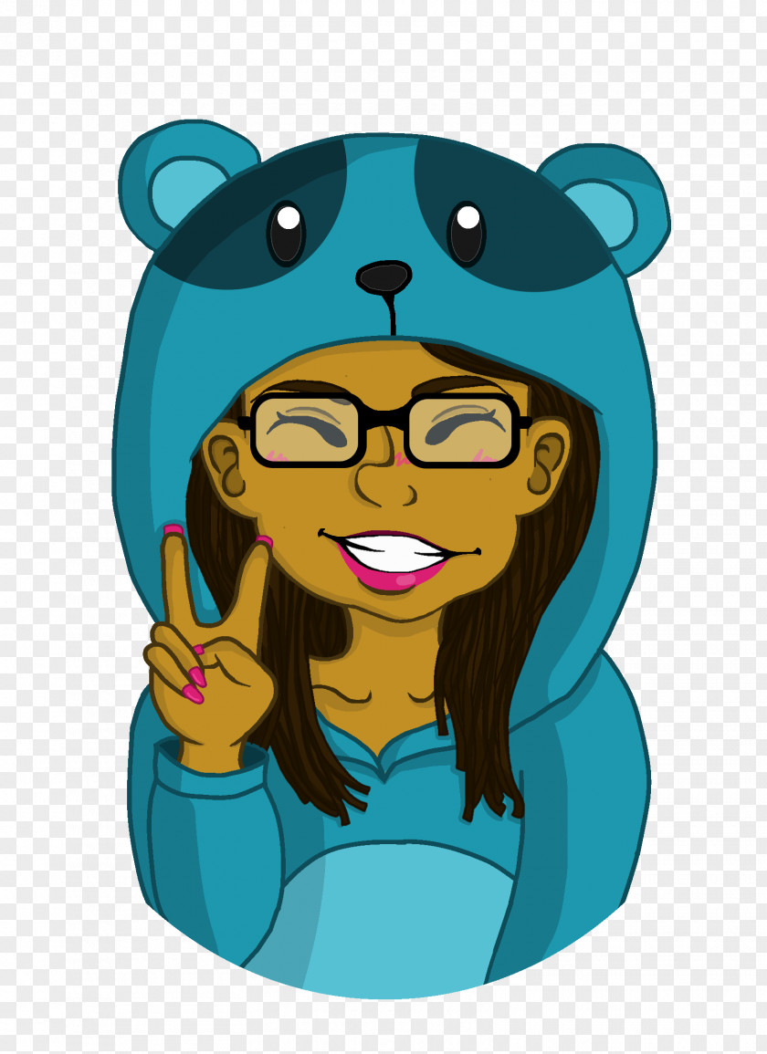 Panda Glasses Bear Art Turquoise PNG