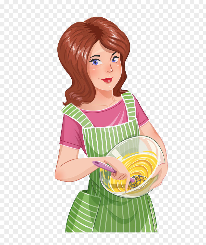 Stirring Woman Cartoon Cooking Clip Art PNG