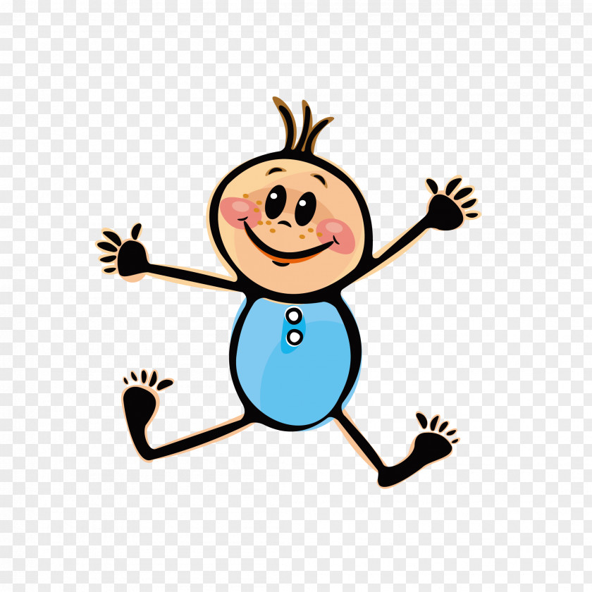 Excited Jumping Male Baby Child Drawing Cartoon PNG
