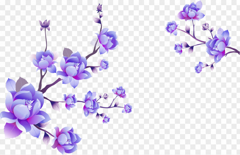 Vector Floral Flowers Blue And White Pottery Download PNG