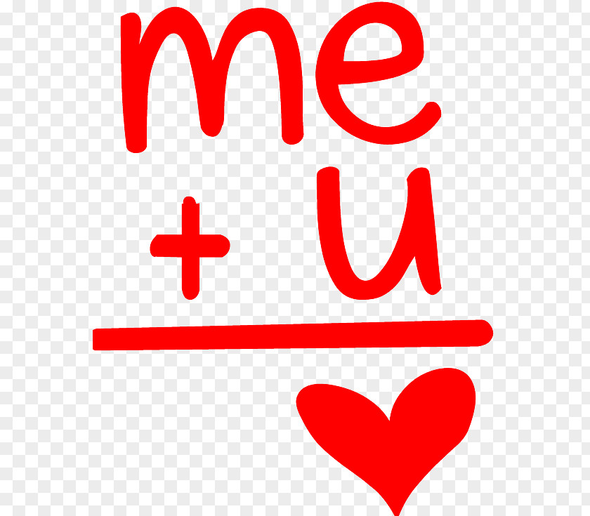 Me+U=Love Cute Heart Design. PNG