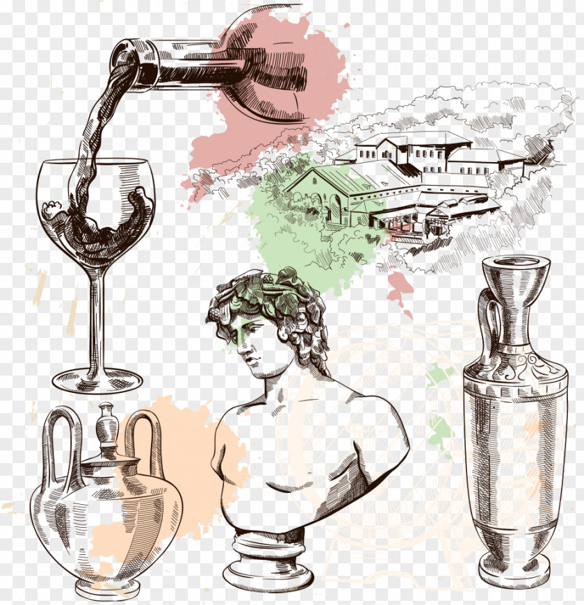 Vector Wine Drawings France Red Drawing Illustration PNG