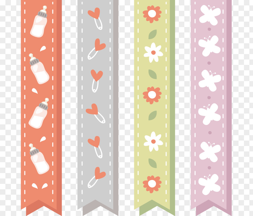 Four Baby Ribbon Paper PNG