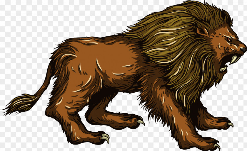 Vector Painted Lion Bison Bonasus Legendary Creature PNG
