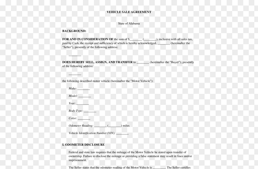 Car Document Template Vehicle Contract PNG