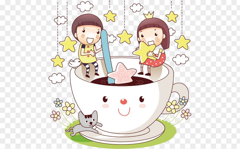 Creative Illustrator Of Children Coffee Cup Cafe Illustration PNG
