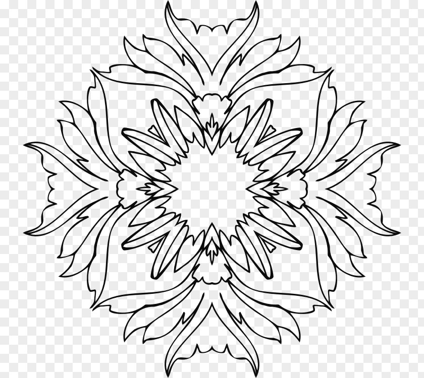 Flower Coloring Book Line Art Adult Drawing PNG
