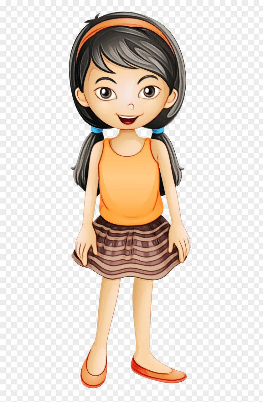 Cartoon Animation Brown Hair Child Doll PNG