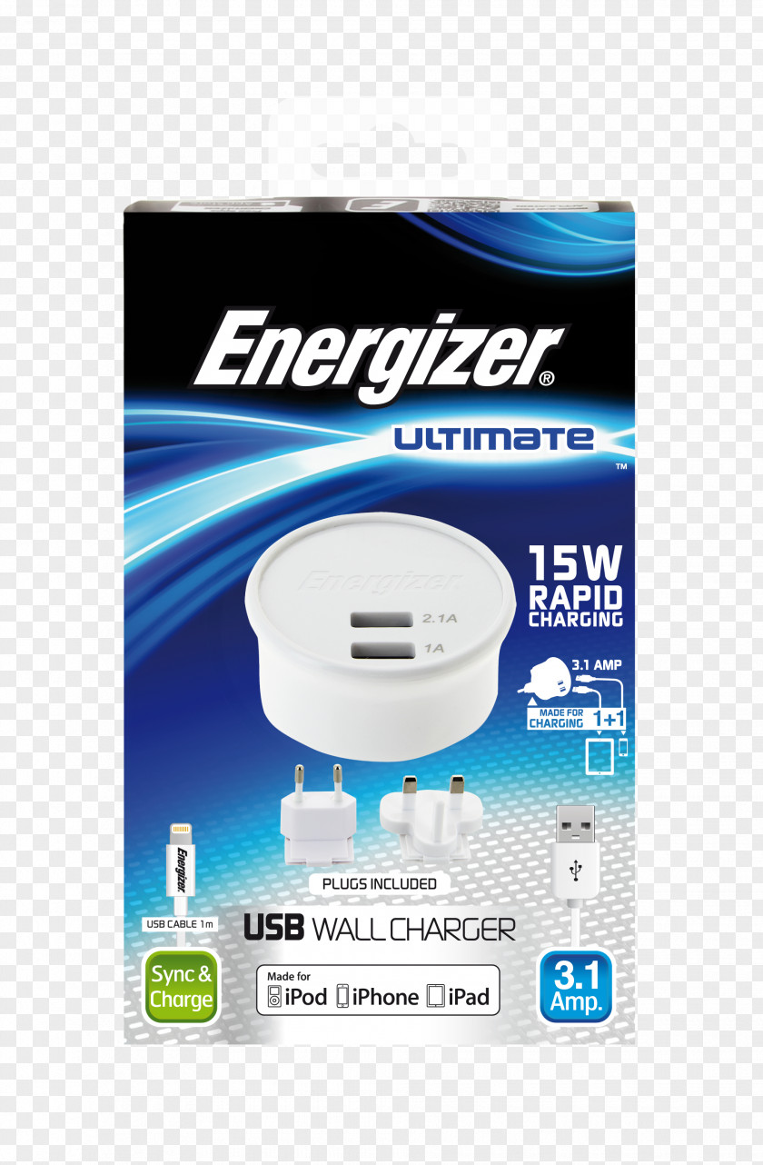 USB Battery Charger Micro-USB Adapter Energizer PNG