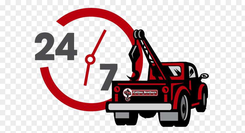 24 Hours 7 Days Car Towing Service Tow Truck Logo PNG