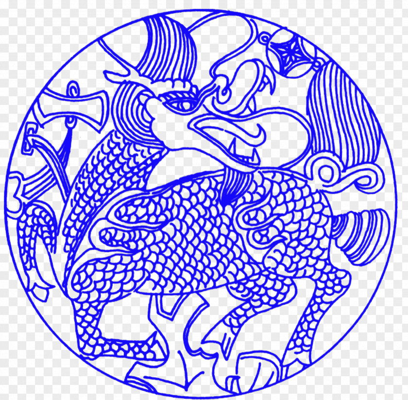 Blue And White Dragon Chinese Qilin Pottery PNG