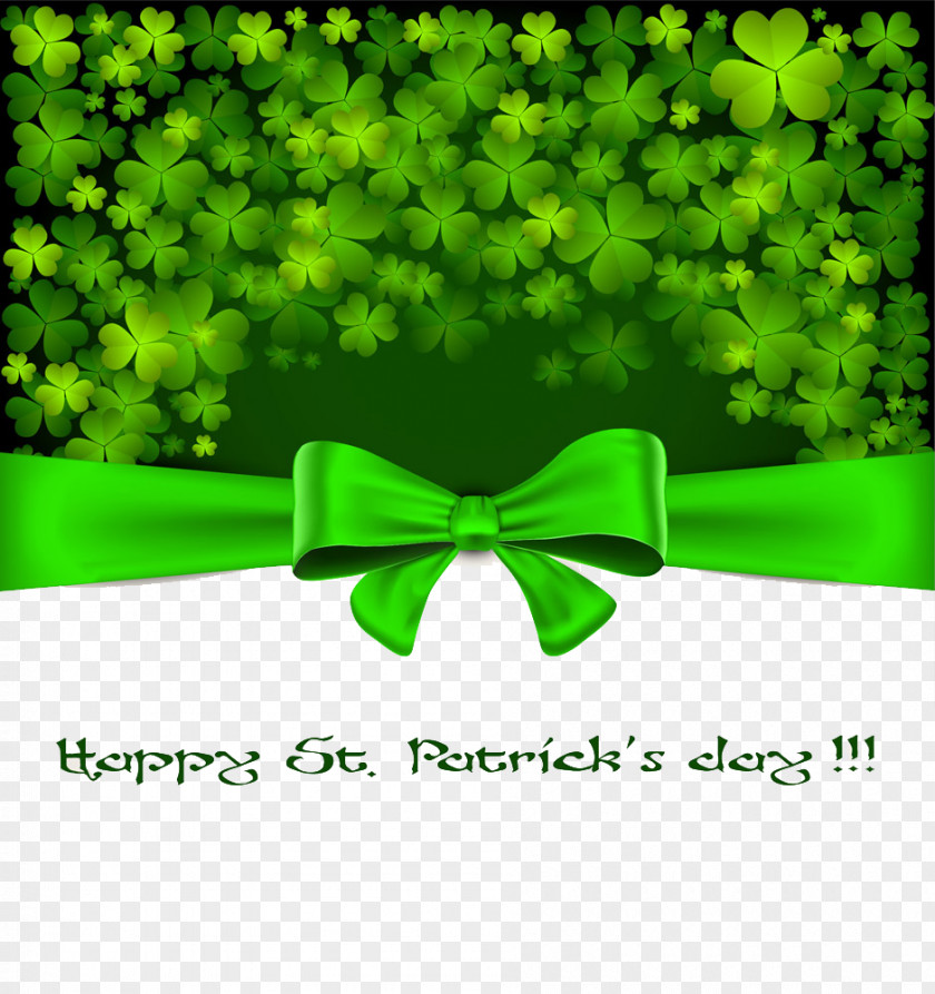 Clover And Green Bow Background Material Picture Ireland Saint Patricks Day March 17 Holiday Irish People PNG