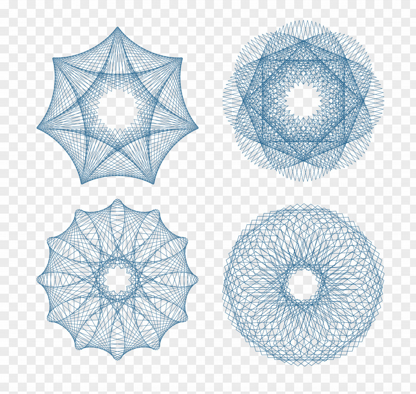 Coin Shading Line Guilloché Euclidean Vector Pattern PNG
