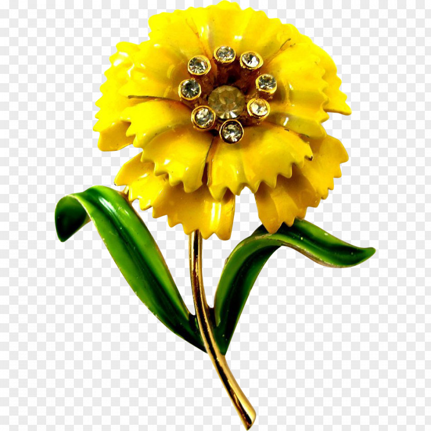 Flower Common Sunflower Carnation Yellow Brooch PNG
