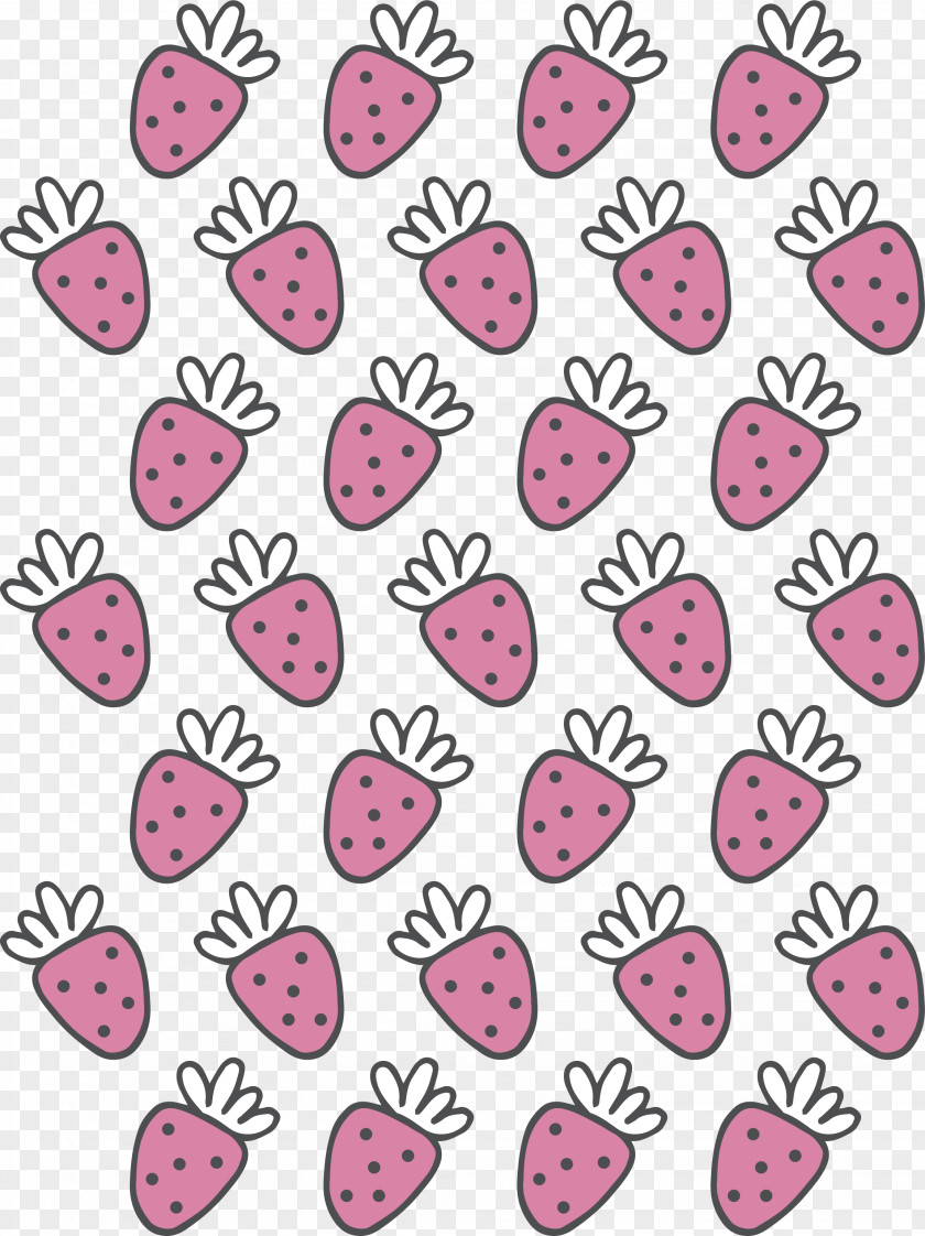 Hand Painted Pink Strawberry Pattern Motif PNG
