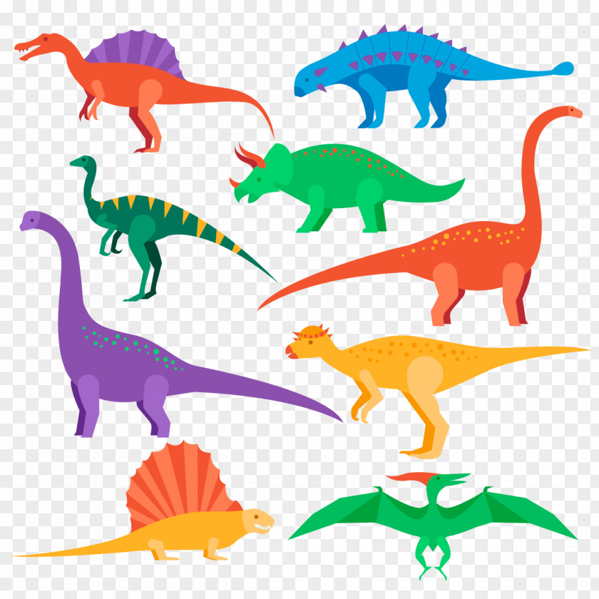 Vector Dinosaurs Collection Brachiosaurus Stegosaurus Tyrannosaurus Triceratops Dinosaur PNG