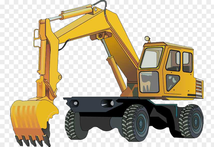 Cartoon Excavator Model Material Compact Komatsu Limited Heavy Equipment Architectural Engineering PNG