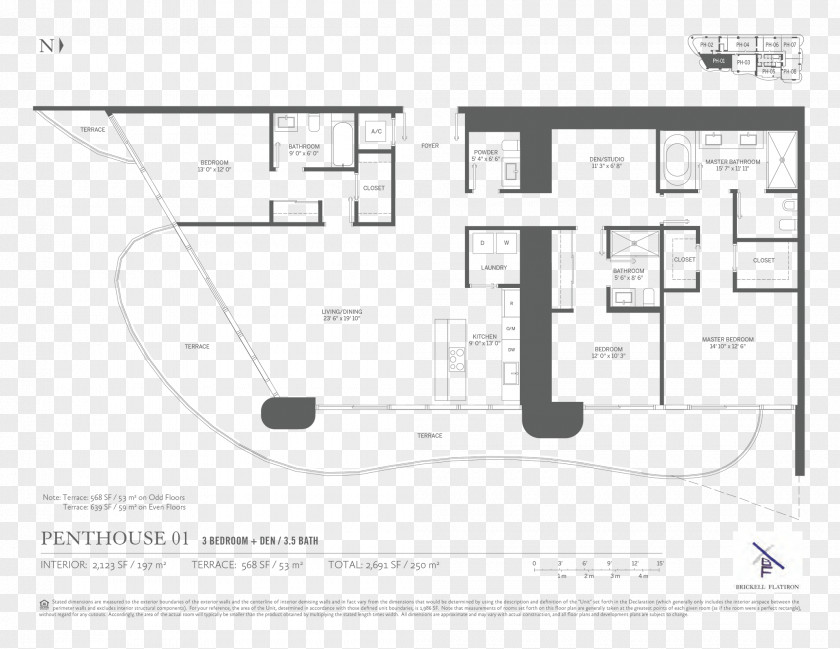 Design Brickell Flatiron Floor Plan Architectural PNG