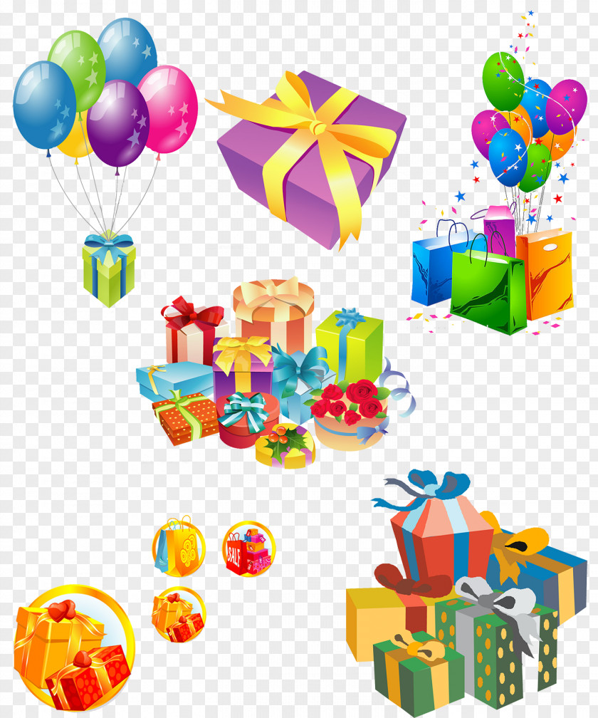Gift Balloon Box Ribbon PNG