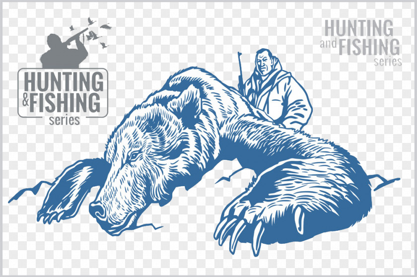 The Hunter And Bear Illustration Picture Wild Boar Hunting PNG