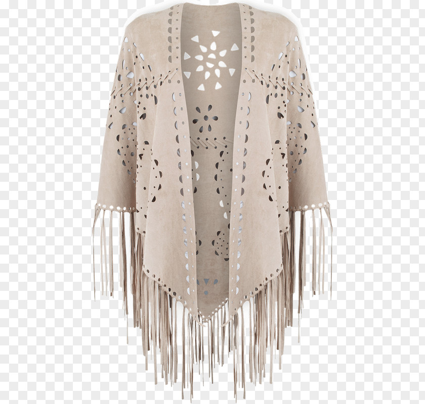 Fringe Poncho Outerwear Sleeve Neck PNG