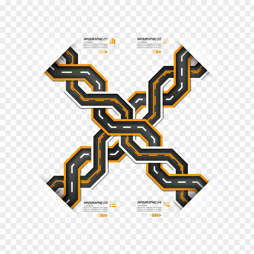 Vector Cross Road Decoration Infographic Traffic PNG