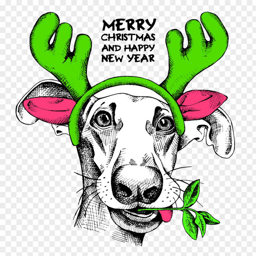 2016 Magic Of Christmas Reindeer Dog Santa Claus Illustration PNG
