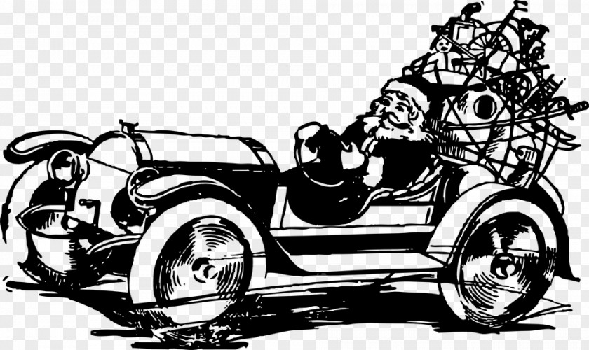 Car Santa Claus Driving Clip Art PNG