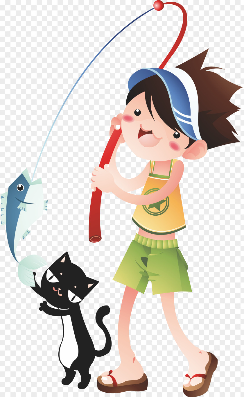 Fishing Boy Euclidean Vector PNG