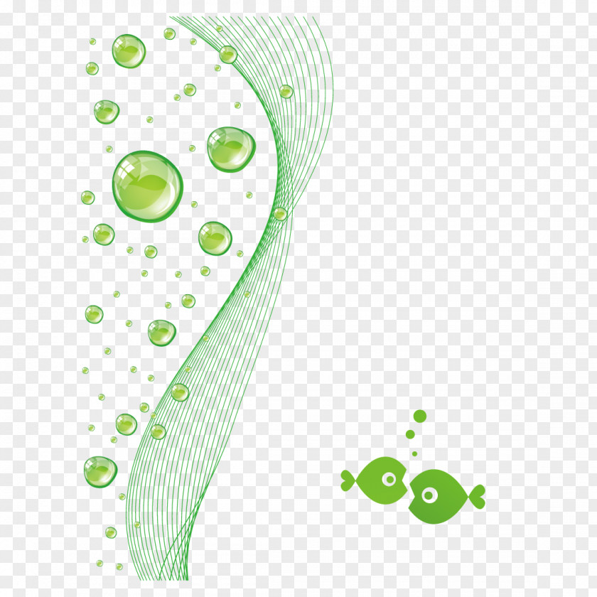 Green Curve Water Droplets Designer PNG