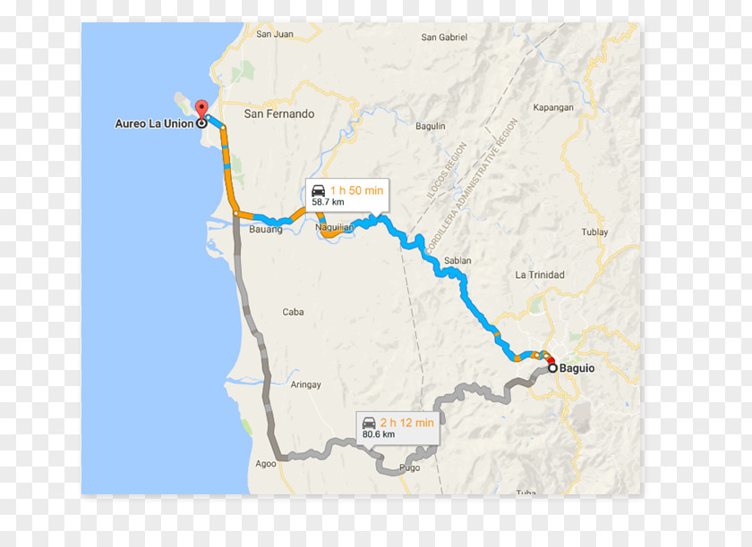 Map Bauang Aureo La Union Bagulin Baguio PNG