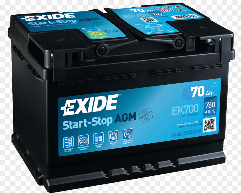 Start Stop Car Battery Charger Automotive VRLA Exide PNG