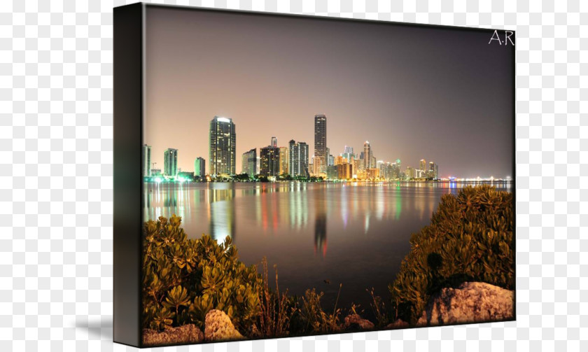 Miami Skyline Gallery Wrap Picture Frames Cityscape Canvas PNG