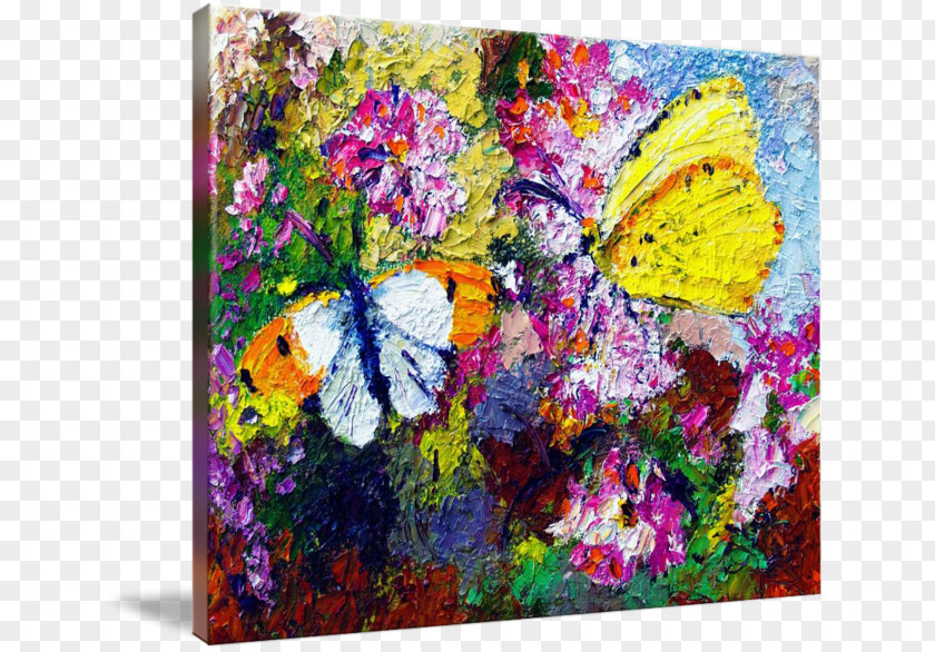 Glossy Butterflys Butterfly Oil Painting Irises Impressionism PNG