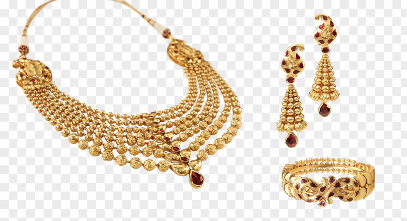 Gold Lace Jewellery Earring Necklace Chain PNG